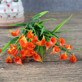 Best Artificial Orange Mini Calla Lily Flower Spray for display planter