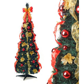 Best Artificial Red/Gold Pop-up 6ft Pre-Decorated Pre-Lit Christmas Tree