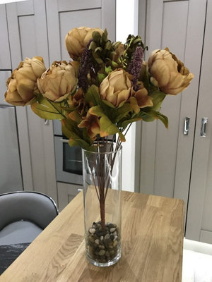 Best Artificial Vintage Coffee Peony Bouquet spray for decoration wedding