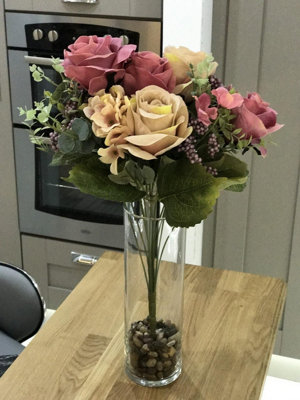 Best Artificial Vintage Pink Coffee Rose Bouquet spray for decoration ...