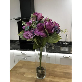 Best Artificial Vintage Purple Rose Bouquet spray for decoration wedding