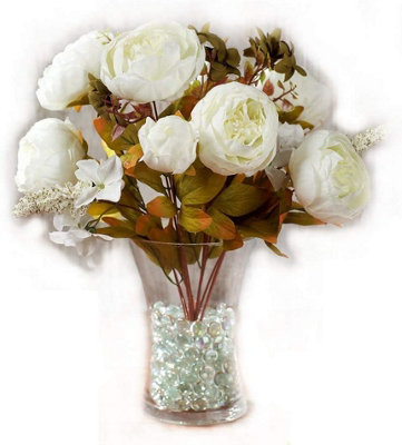 Best Artificial Vintage White Peony Bouquet spray for decoration wedding
