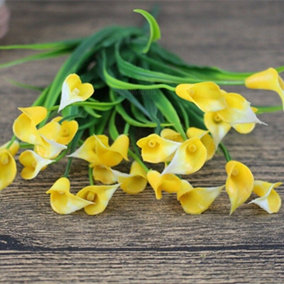 Best Artificial Yellow Mini Calla Lily Flower Spray for display planter