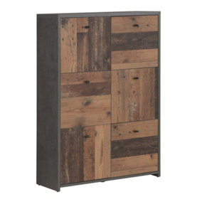 Best Chest Storage Cabinet with 6 Doors in Concrete Optic Dark Grey/Old - Wood Vintage