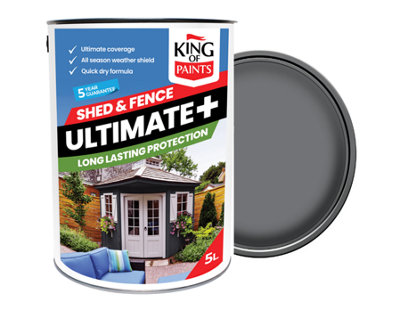 Best Dark Grey Fence & Shed Paint One Coat King of Paints 5Litres DIY