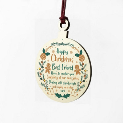Best Friend Christmas Gift Wood Bauble Tree Decoration Friendship Gift ...