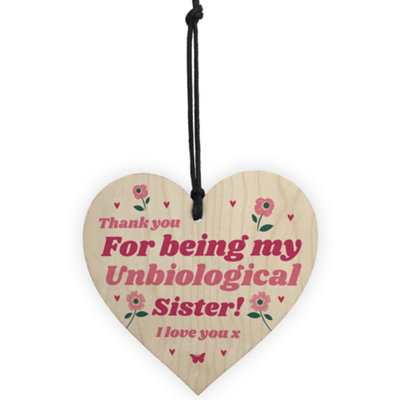 Best Friend Plaque Hanging Wooden Heart Unbiological Sister Gift Friendship Sign - 5