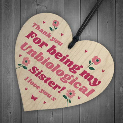Best Friend Plaque Hanging Wooden Heart Unbiological Sister Gift Friendship Sign - 6