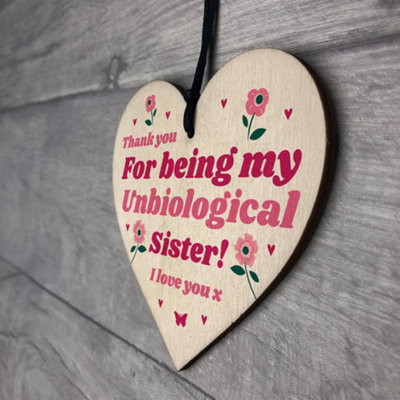 Best Friend Plaque Hanging Wooden Heart Unbiological Sister Gift Friendship Sign - 7