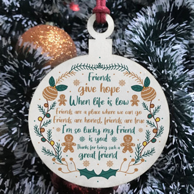 Best Friend Poem Wood Hanging Christmas Decoration Friendship - 3