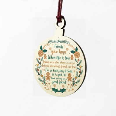 Best Friend Poem Wood Hanging Christmas Decoration Friendship - 6