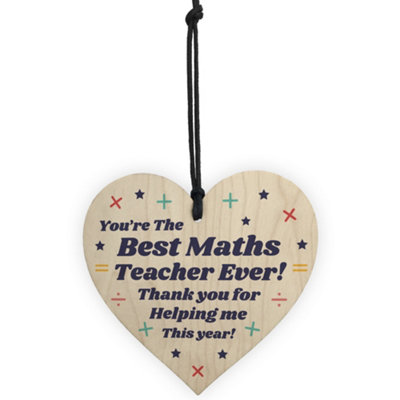 Best Maths Teacher Gift Wooden Heart Thank You Gift Leaving School Nursery Gift - 5