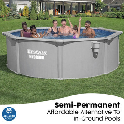 Bestway 10ft Hydrium Oval Steel Wall Above Ground Pool Set, Family Pool ...