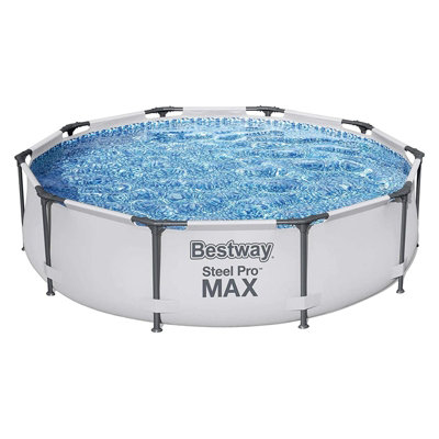 Bestway 10Ft Steel Pro Max Round Steel Frame Swimming Pool Ground Outdoor Large Paddling Pool