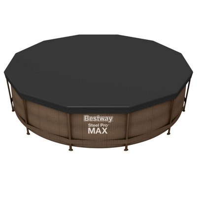 Bestway 12ft Pool Cover for Above Ground Pools, Pool Accessories Black