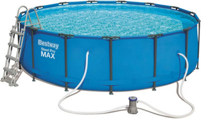 Bestway 15 Ft Steel Pro Round Frame Swimming Pool With Filter Pump Family Kids