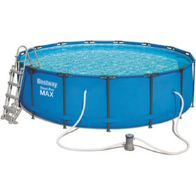 Bestway 15 Ft Steel Pro Round Frame Swimming Pool With Filter Pump Family Kids