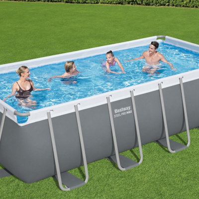 Bestway 16ft Above Ground Pool Set, Rectangular Swimming Pool Set
