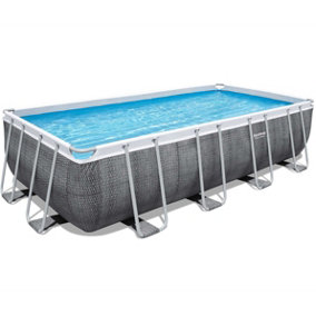 Bestway 18ft x 9ft x 52" Rectangular Power Steel Above Ground Swimming Pool, Sand filter Pump & Accessories (2024 Version)