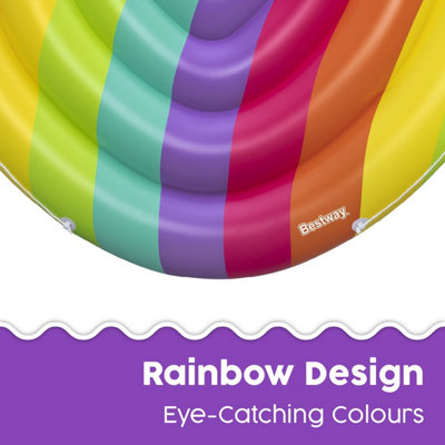 Bestway, 2 Person Pool Lounger, Rainbow Dreams Inflatable Pool Float