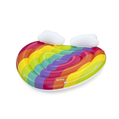 Bestway 2 Person Pool Lounger, Rainbow Dreams Inflatable Swimming Pool Float