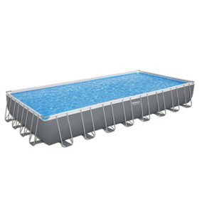 Bestway 31ft 4" x 16ft x 52" Rectangular Power Steel Above Ground Swimming Pool, Sand Filter Pump & Accessories (2024 Version)