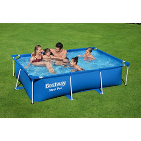 Bestway 56403 Steel Pro Frame Pool Without Pump Square Steel Family Blue Swimming 259 x 170 x 61 cm