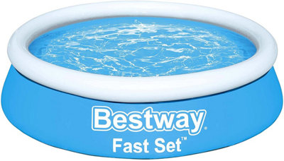 Bestway 6ft x 20'' Fast Set Swimming Pool  Round Outdoor Family Paddling Pool for Garden