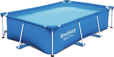 Bestway 7.3Ft Rectangular Frame Swimming Pool Steel Pro Paddling Family Kids