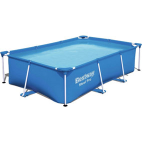 Bestway 7.3Ft Rectangular Frame Swimming Pool Steel Pro Paddling Family Kids