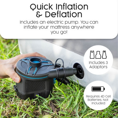 Bestway Camping Double Airbed with Battery Pump, Portable Inflatable Mattress