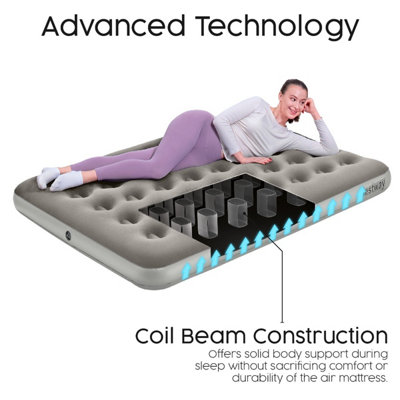 Bestway Camping Double Airbed with Battery Pump, Portable Inflatable Mattress