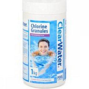 Bestway Clearwater 1kg Chlorine Granules Spa  Pool Chemicals  Multicolour