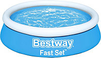 Bestway Fast Set 6 Foot x 20 Inch Round Inflatable Above Ground Outdoor Swimming Pool Repair Patch Blue Family Kids