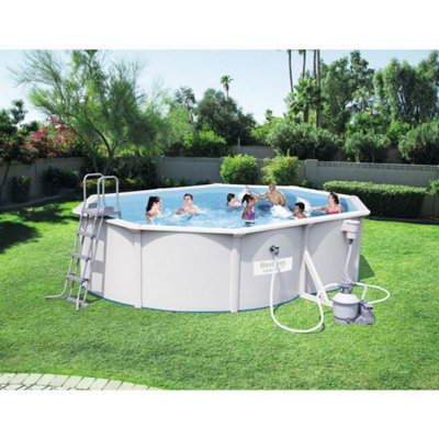 Bestway Hydrium 16ft 5in x 12ft x 48in Oval Pool Set Above Ground Swimming Pool with Sand Filter Pump