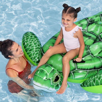 Bestway Inflatable Sea Turtle Kids Pool Float, Ride-On Floatie with Handles