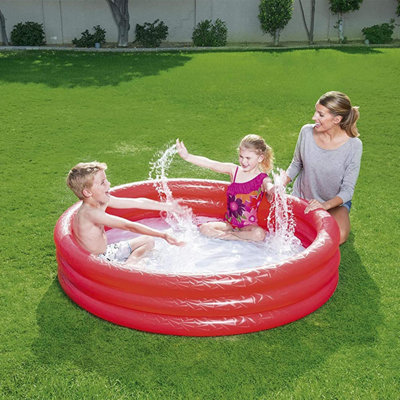 Bestway Paddling Pool 3 Ring Kids' with Repair Patch, 152x30cm, Colour May Vary