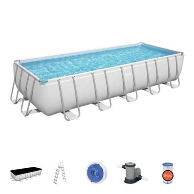 Bestway Power Steel 21ft x 9'ft x 52in Rectangular Pool Set Above Ground Swimming Pool