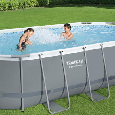 Bestway Power Steel Oval 18ft x 9ft x 48in Pool with Flowclear Filter Pump