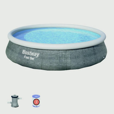 Bestway Rattan Fast Set Pool - 13ft x 33 Inch - Inflatable Swimming ...