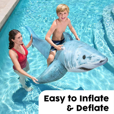 Bestway Realistic Shark Pool Float, Kids Inflatable Ride-On with Handles