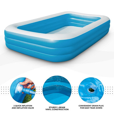 Bestway Rectangular Inflatable Swimming Pool Family Garden Paddling ...