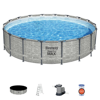 Bestway Steel Pro Max Steel Pro Set, 18FT Swimming Pool, Stone