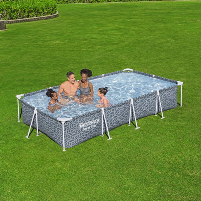 Bestway Steel Pro Rectangle Above Ground Pool, Leaf Design, 12ft ...