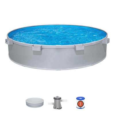 Bestway TANX Round Above Ground Pool, 10ft Galvanized Steel Frame Pool ...