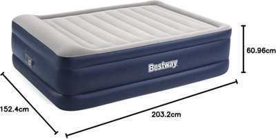 Bestway Tritech Inflatable Indoor Queen Airbed Air Mattress with Built-In Pump