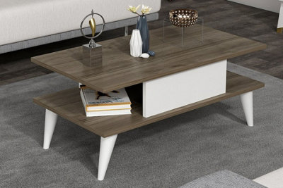 Beta Coffee Table, Walnut & White DIY at B&Q