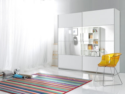 Beta Sliding Door Wardrobe W1800mm H2100mm D600mm - Sleek Design in White Matt