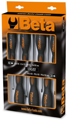 Beta Tools 1243 D7 Phillips Slotted Steel 7-Piece Screwdriver