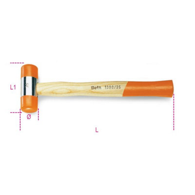 Beta Tools 1390 60 Soft-Face Wooden Hammer 128mm